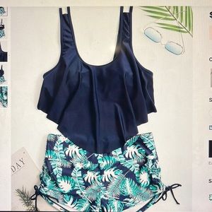 Tropical Hanky Hem Shorts Bikini Swimsuit